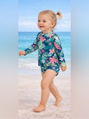 NWT Carter's Child of Mine Toddler Girl Rashguard and Swim Bottoms, Size: 18m